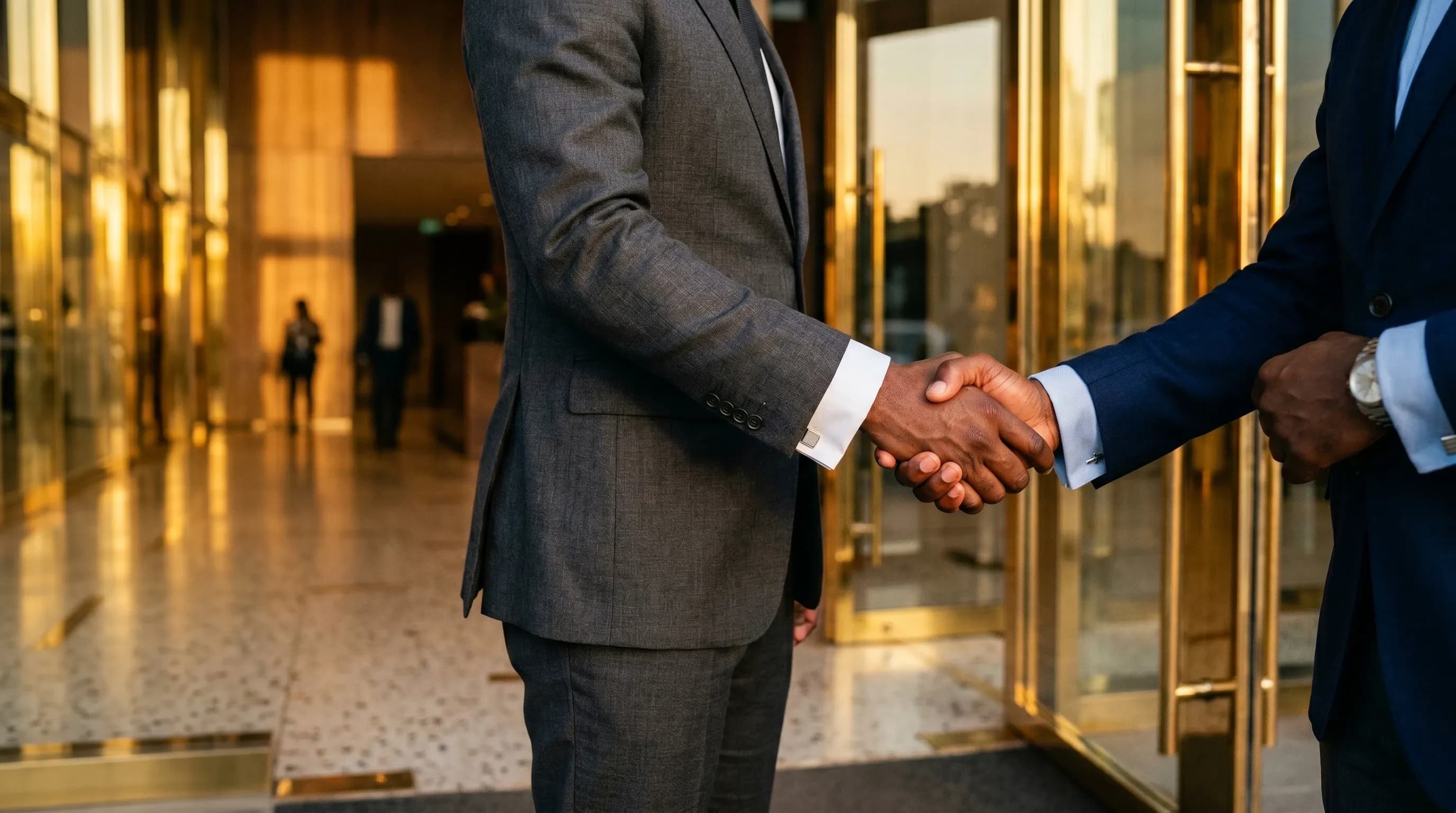 Professional businessmen sealing a corporate deal with a handshake